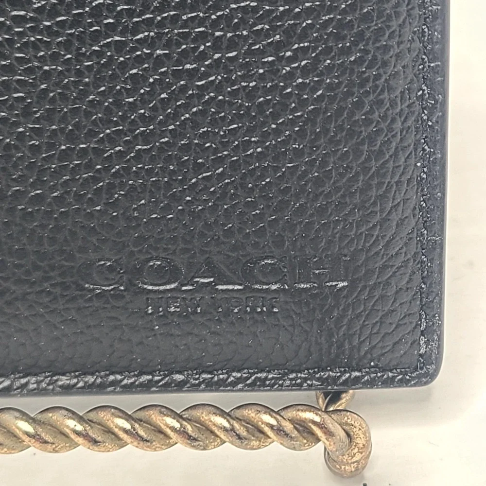 Coach‎ Men's ID Billfold Wallet Black Pebbled Leather